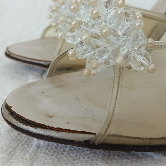 Gotham Clear Beaded Princess Heels Transparent Retro Bridal Glass Slippers Cute - Picture 4 of 13